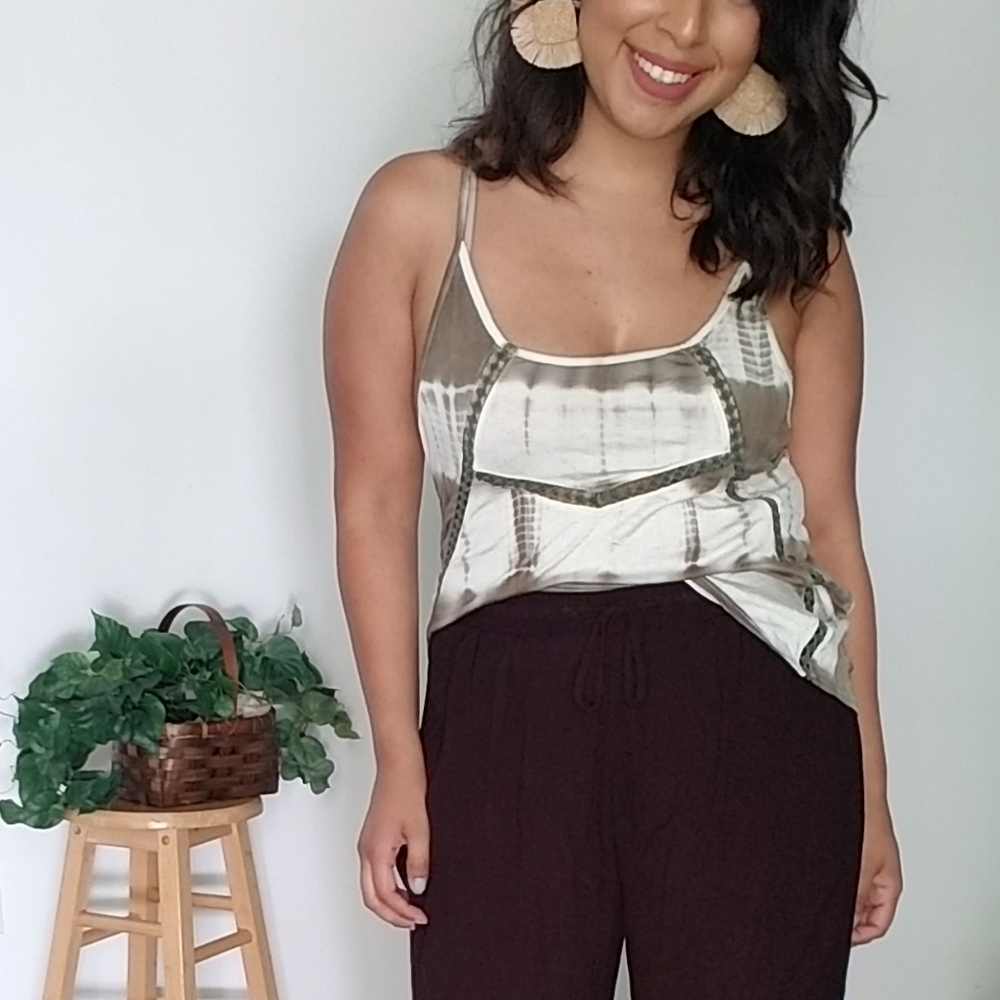 LAST| OLIVE GREEN TIE DYE TANK TOP S 4 6 - Picture 10 of 10